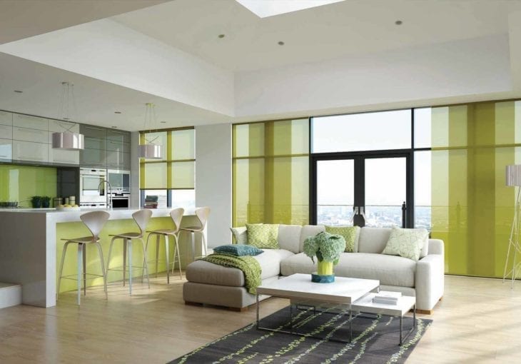 Green shutters in modern living room