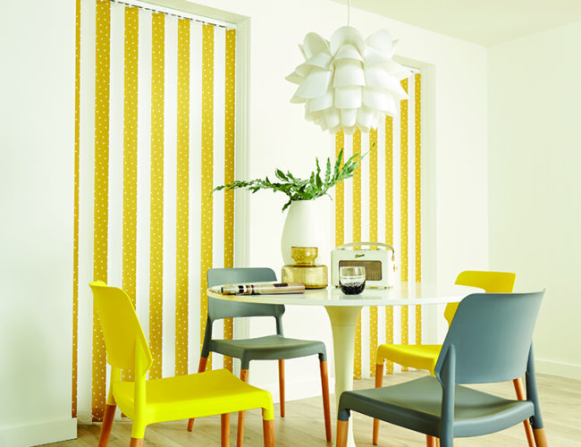 Vertical blinds in dining area