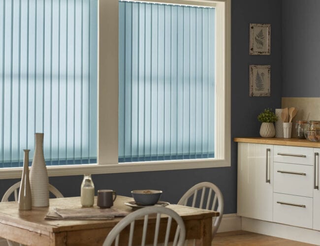 Kitchen with vertical blinds