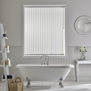 Bathroom with vertical blinds