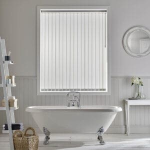 Bathroom with vertical blinds