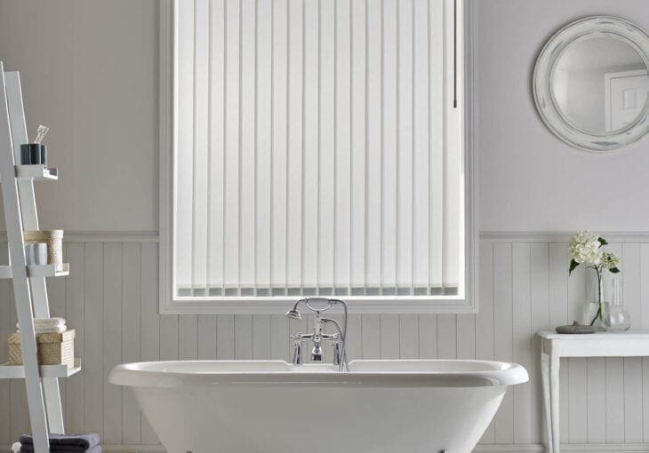 Bathroom with vertical blinds