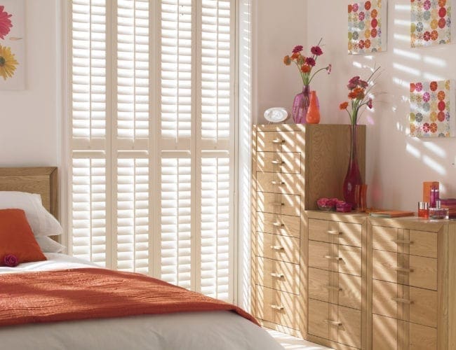 Bedroom plantation shutters