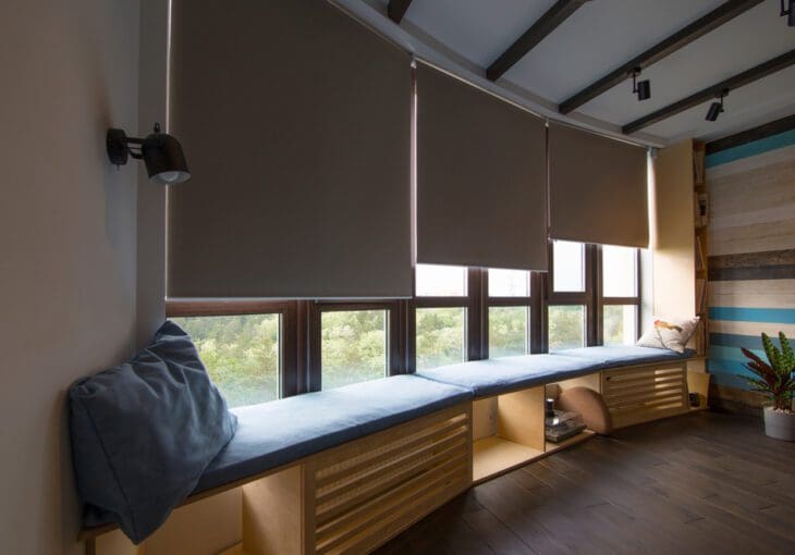 Beige Motorised Blinds Half Open