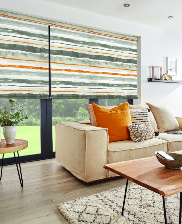 living-room-with-striped-roller-blinds